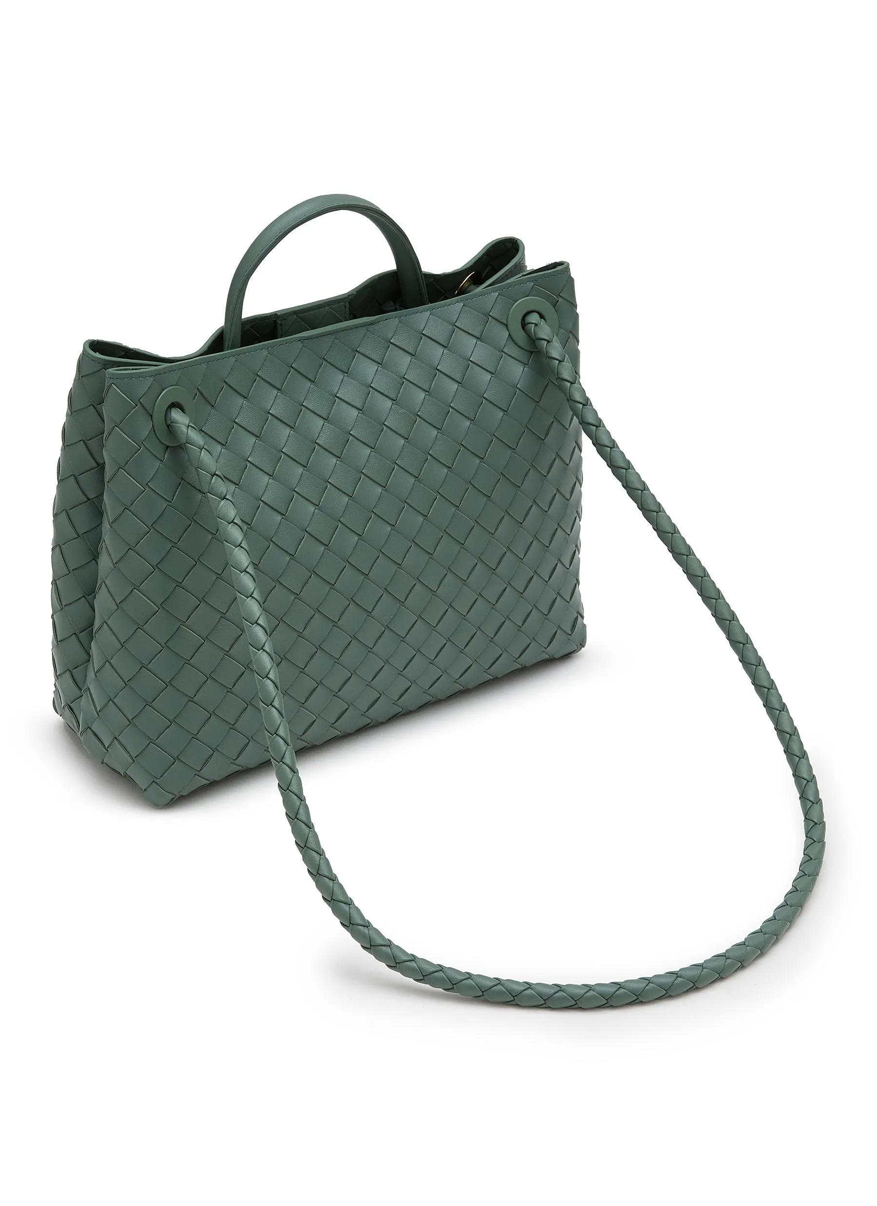 -----------BOTTEGA VENETA  ---- ------------DARK GREEN ----Medium Andiamo Intrecciato Leather Bag --