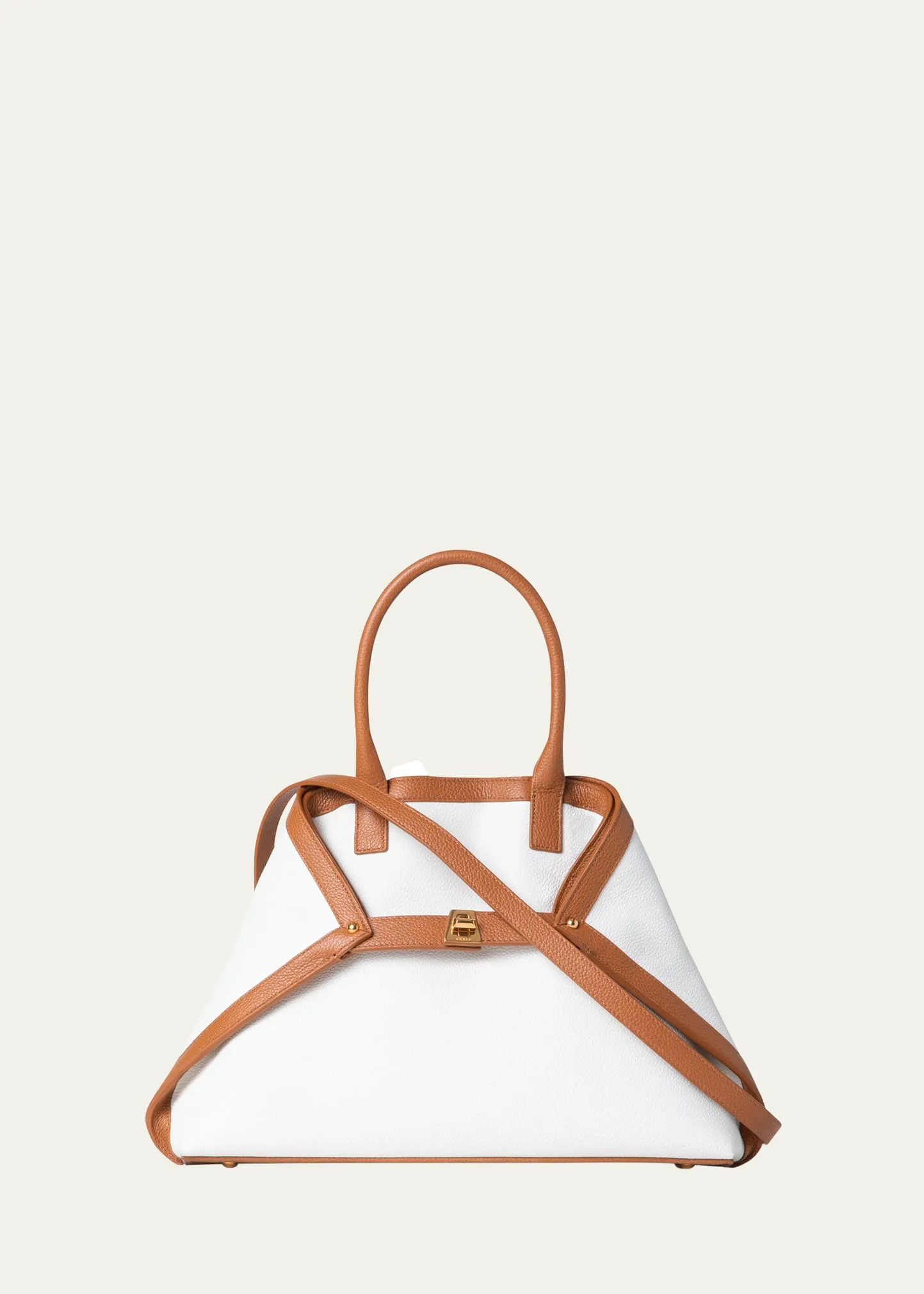 Akris Ai Small Bicolor Leather Top-Handle Bag