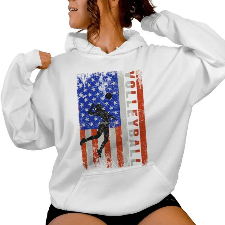 American Flag Volleyball- Usa 4Th July N Girl Women Hoodie