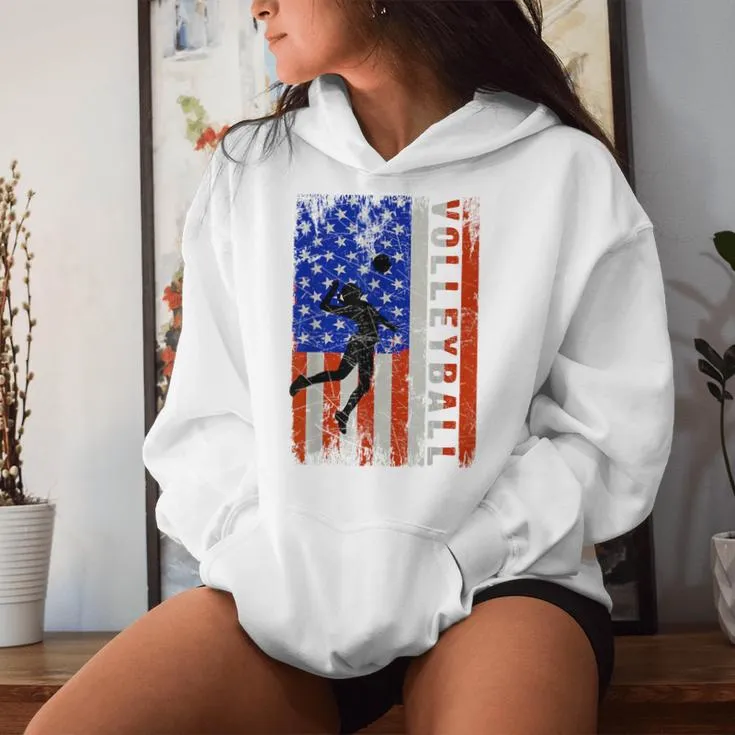 American Flag Volleyball- Usa 4Th July N Girl Women Hoodie