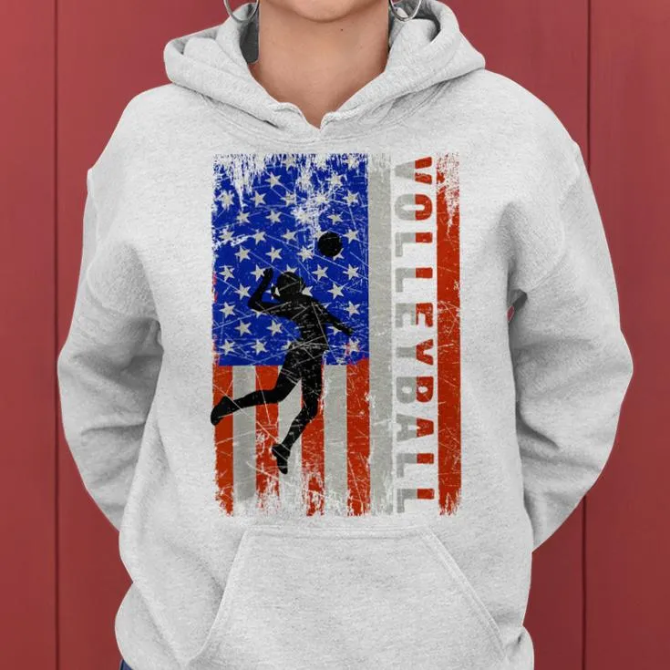 American Flag Volleyball- Usa 4Th July N Girl Women Hoodie