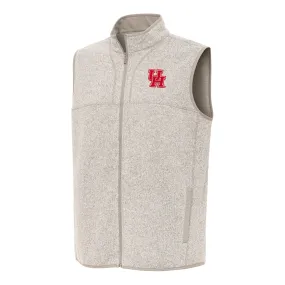 Antigua Houston Cougars Heather Oatmeal Fortune Full-Zip Vest