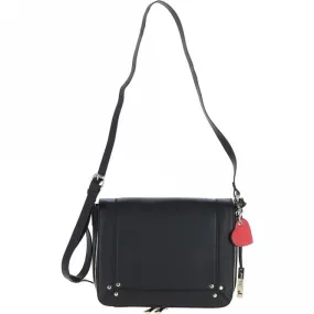 Ashwood Ladies Flap Over Leather Shoulder Bag Black: J-14