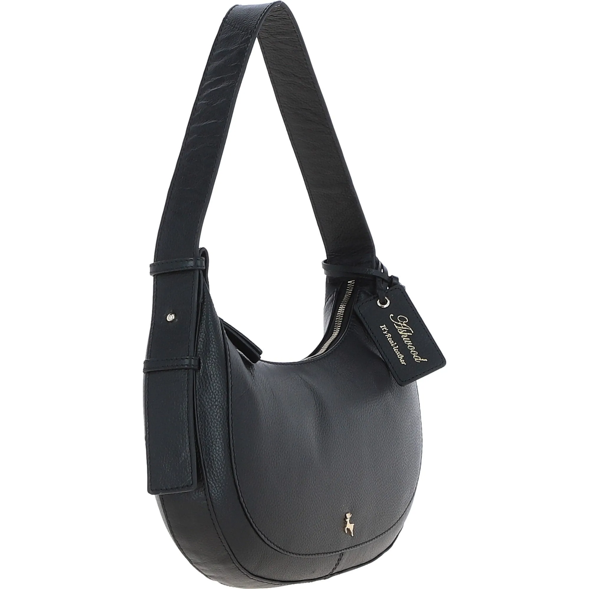 Ashwood Women's Curved Leather Shoulder Bag Black: 64192