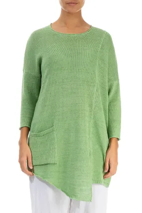 Asymmetric Mint Linen Jumper