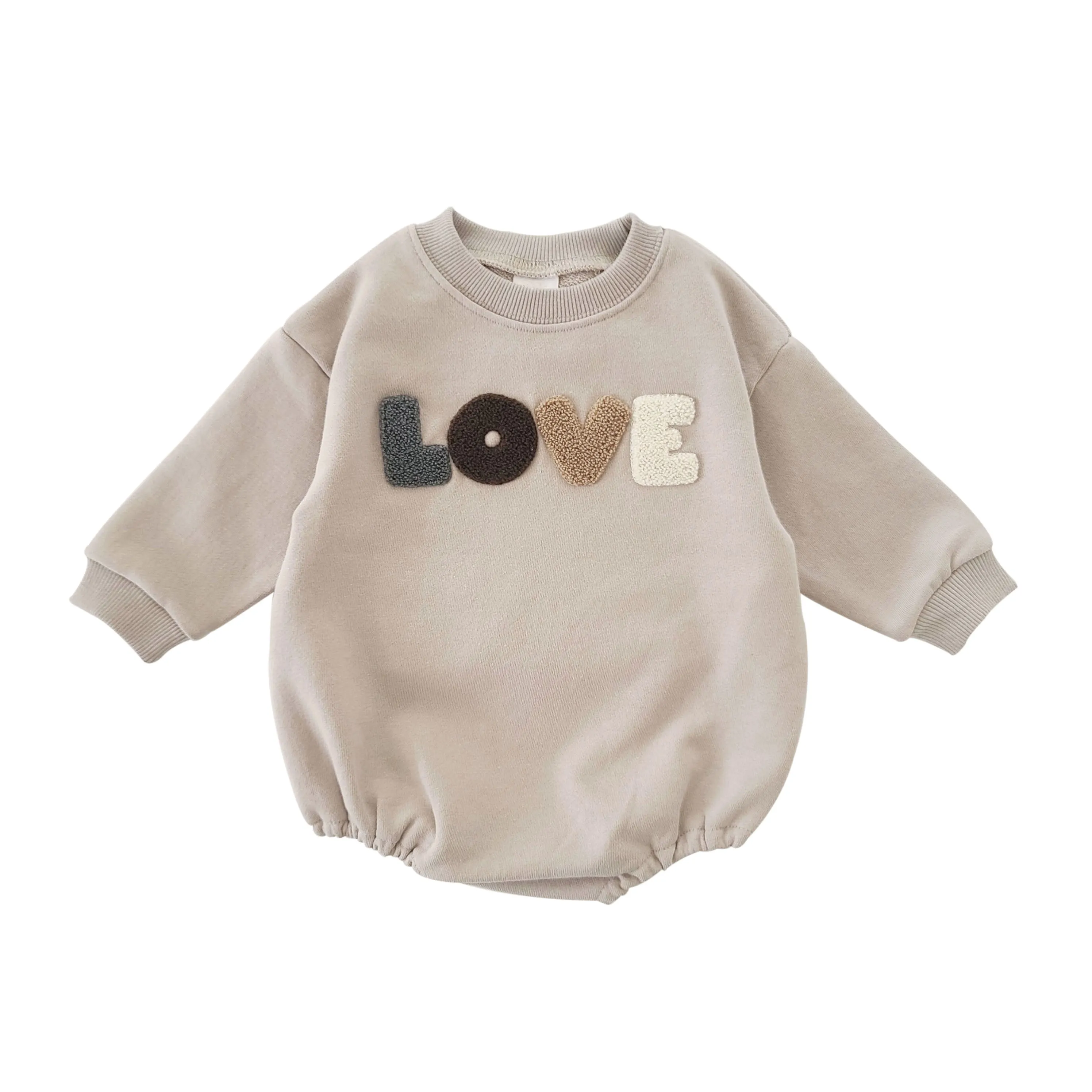 Baby Original LOVE Embroidery Sweatshirt Romper (0-18m) - Gray