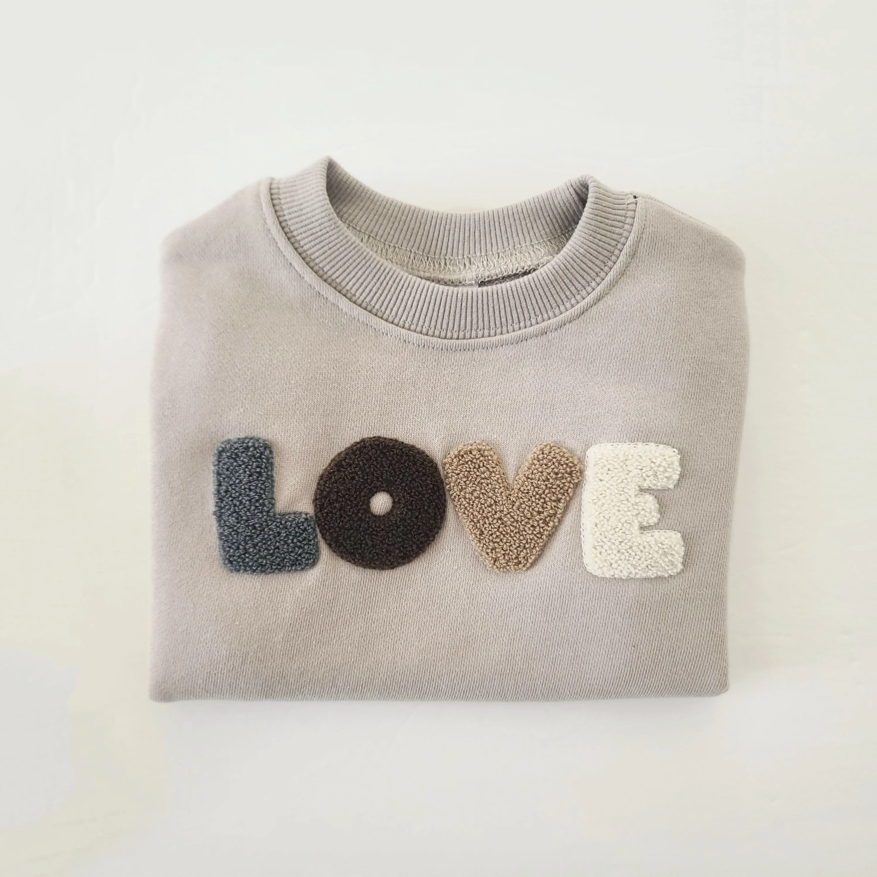 Baby Original LOVE Embroidery Sweatshirt Romper (0-18m) - Gray