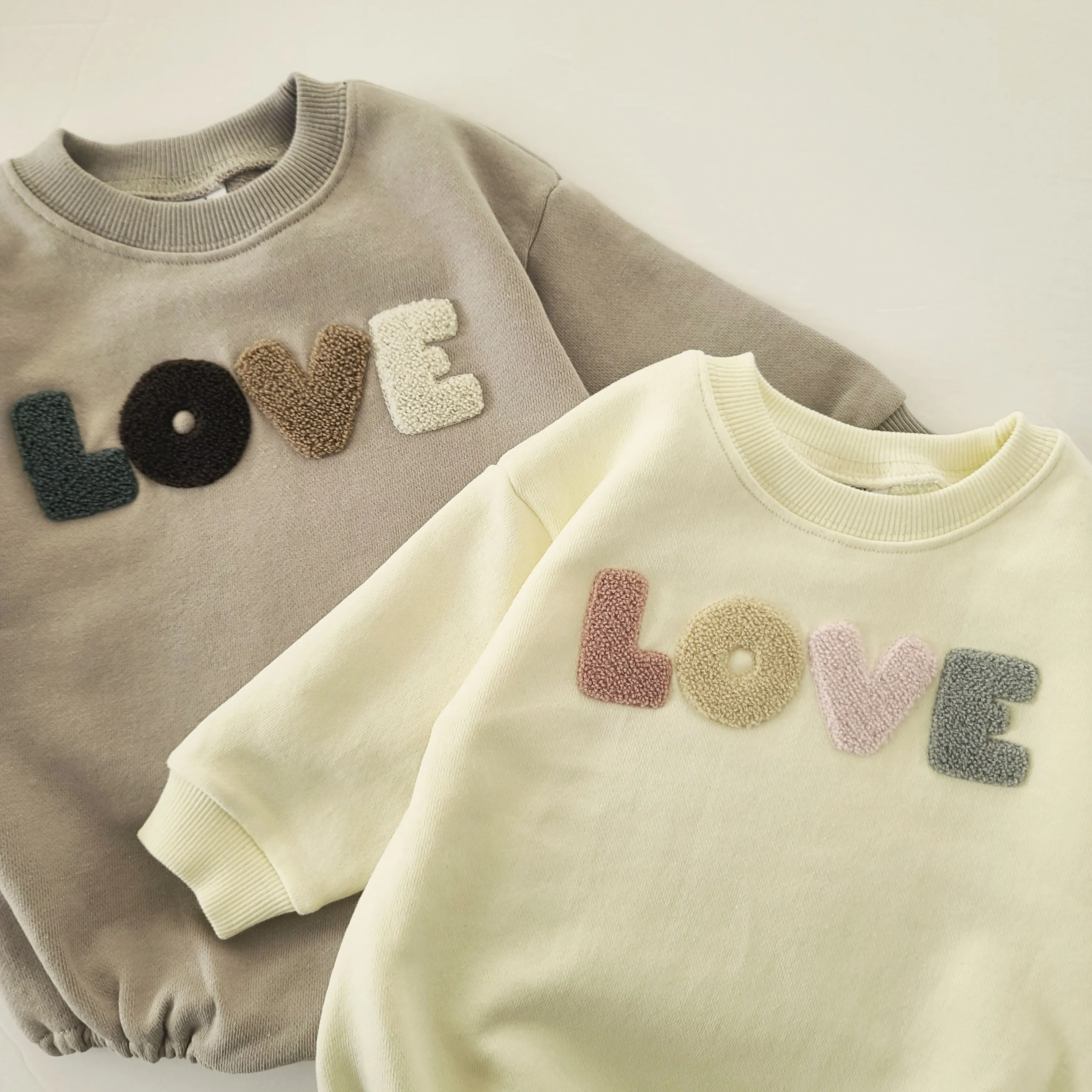 Baby Original LOVE Embroidery Sweatshirt Romper (0-18m) - Gray