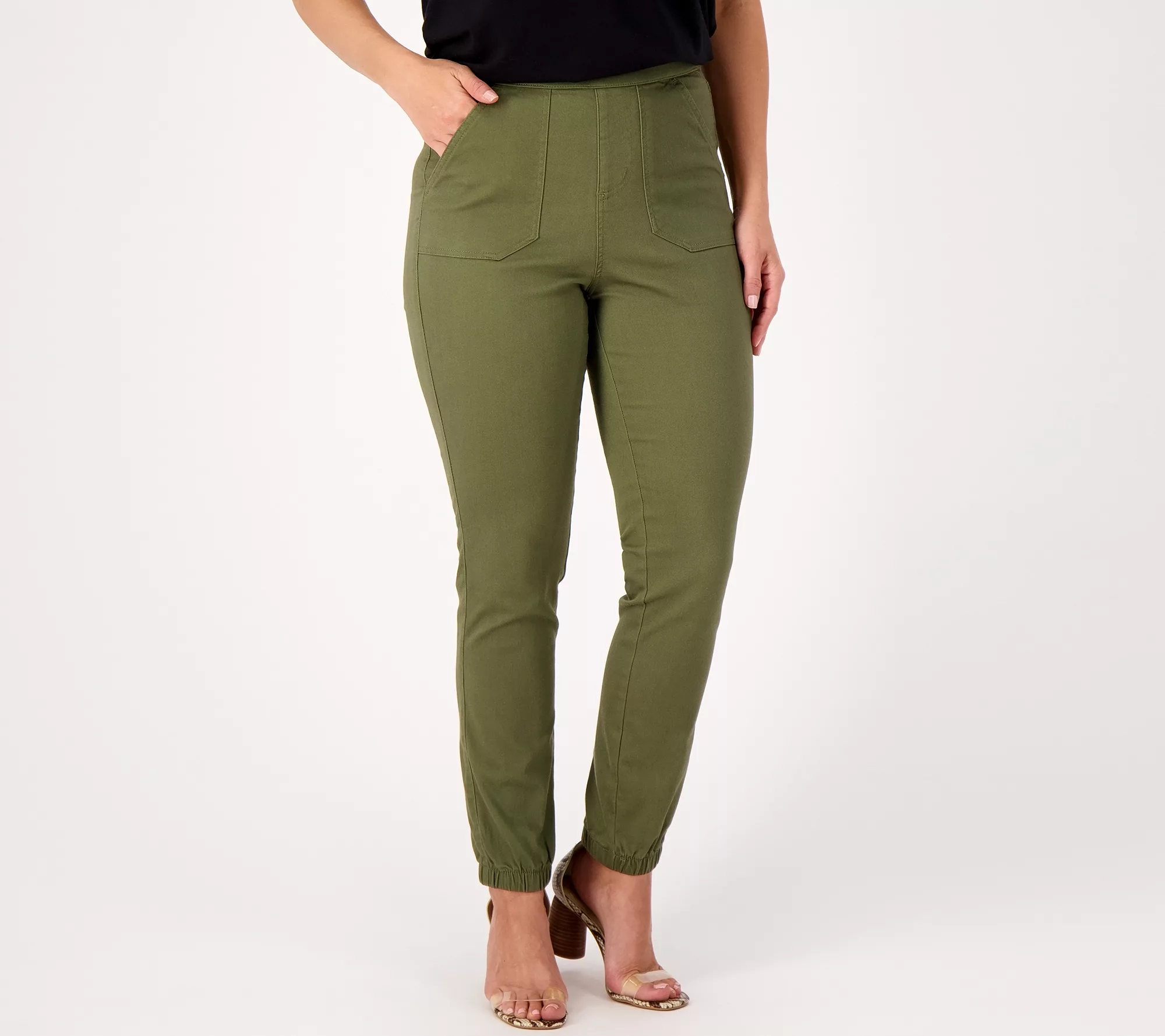 Belle by Kim Gravel Petite Twill TripleLuxe Pull-On Joggers