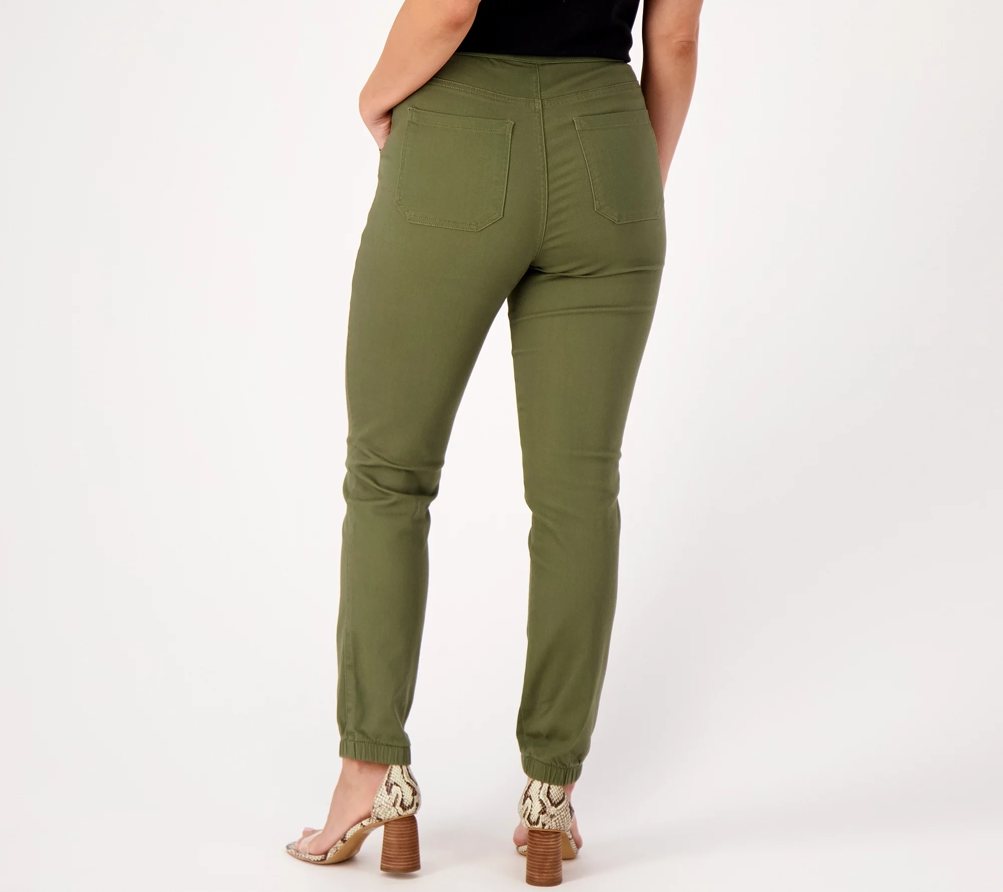 Belle by Kim Gravel Petite Twill TripleLuxe Pull-On Joggers