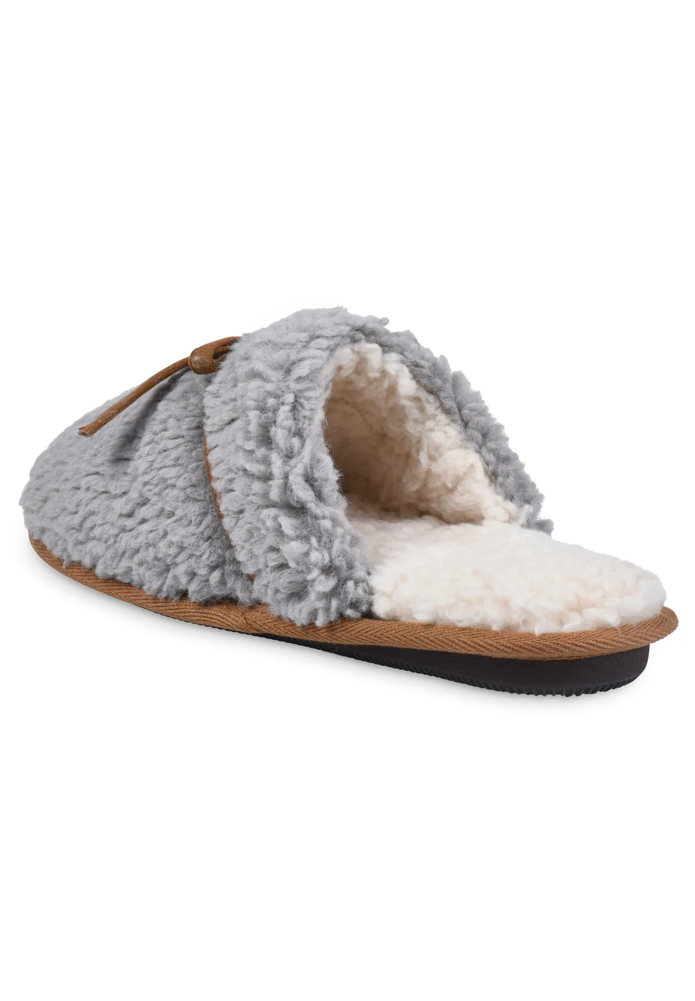 Berber Faux Suede Tie Scuff Slipper