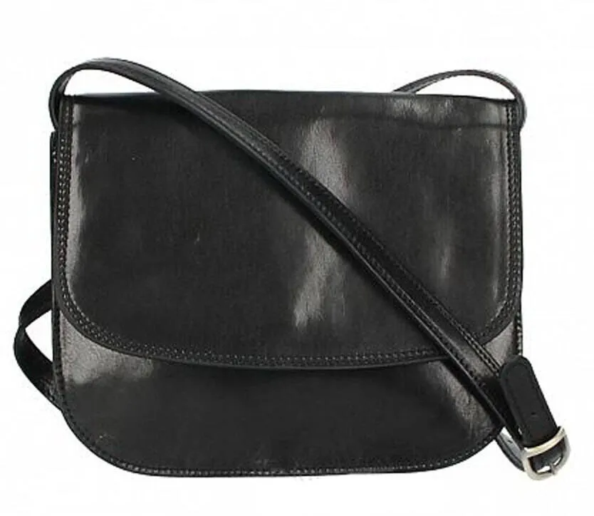 Black cowhide leather bag amina