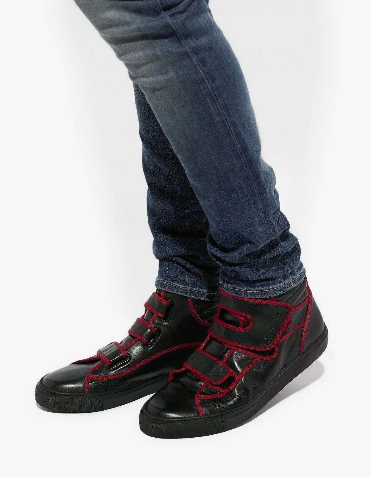 Black High Top Trainers with Red Trim