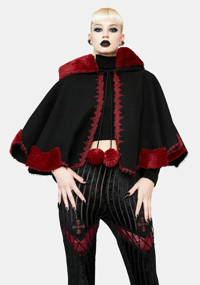 Black Red Short Cloak-