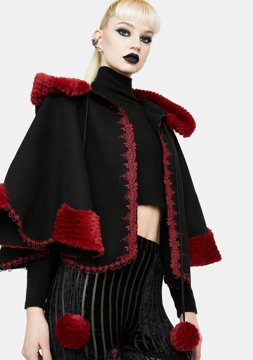 Black Red Short Cloak-