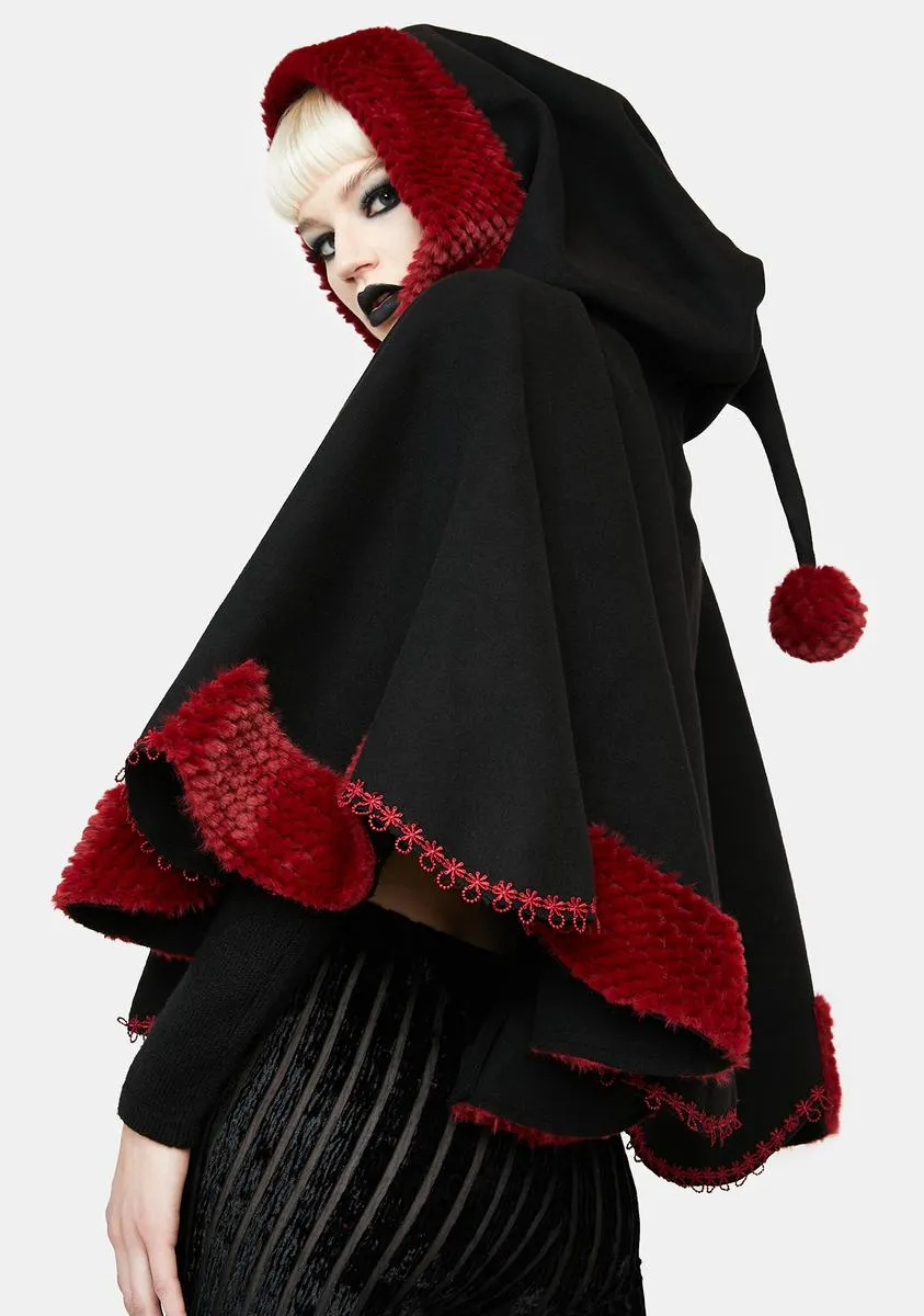 Black Red Short Cloak-