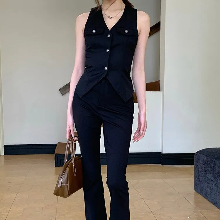 Black Vest Trouser Suit