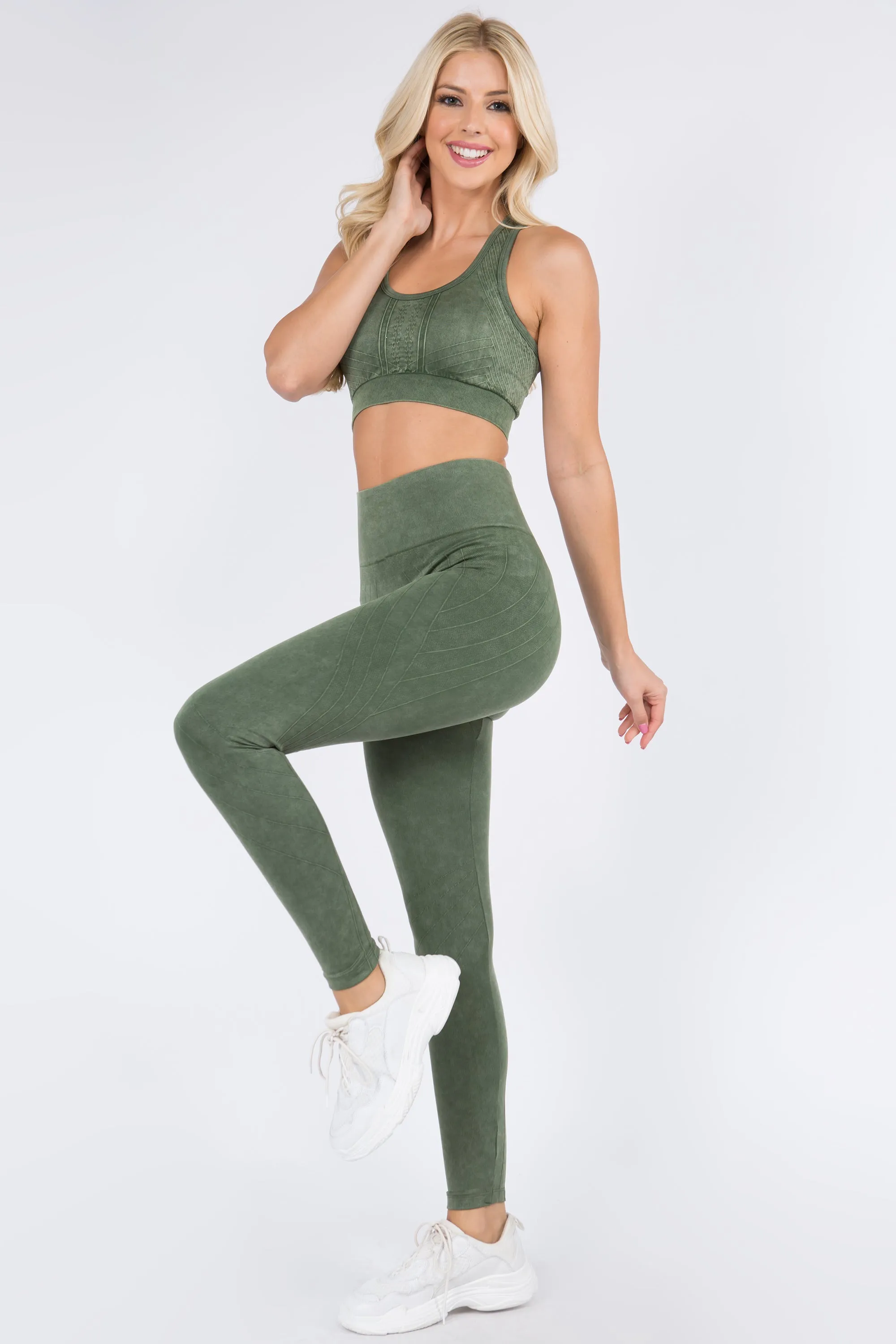 Bohemian Stitched Mineral Wash Active Leggings