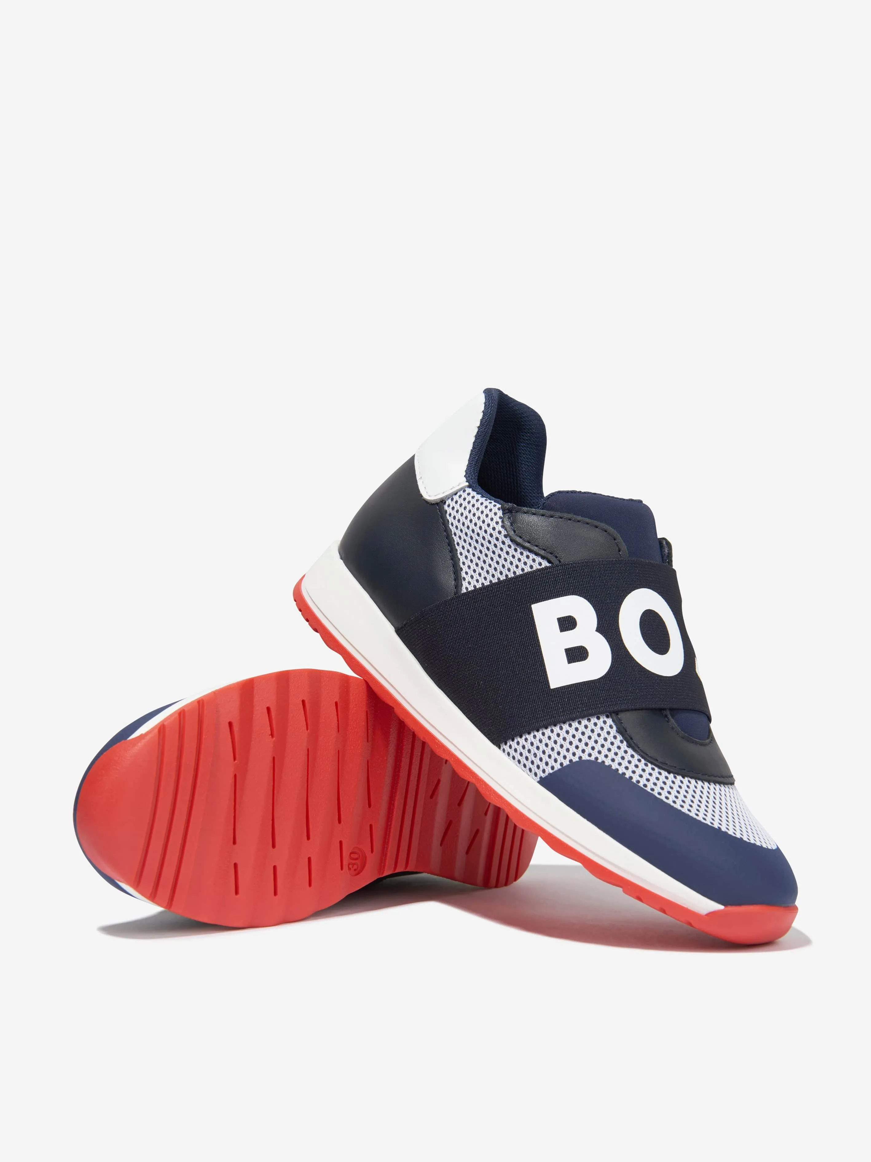 BOSS Boys Logo Trainers In Navy