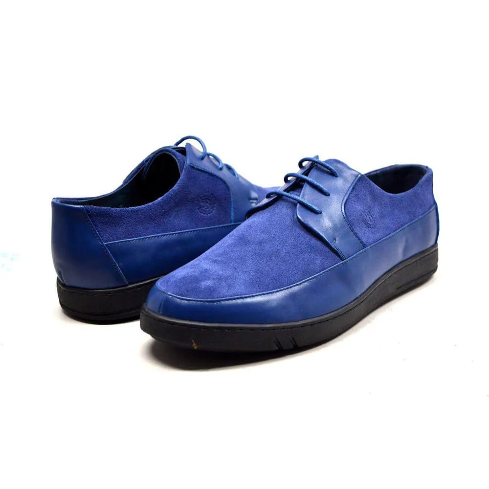 British Walkers Westminster Vintage Bally Style Men's Pendant Blue Leather and Suede Low Top Sneakers