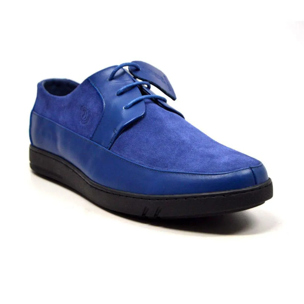 British Walkers Westminster Vintage Bally Style Men's Pendant Blue Leather and Suede Low Top Sneakers