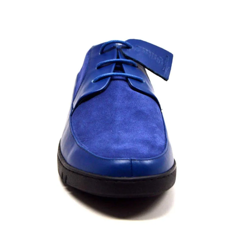 British Walkers Westminster Vintage Bally Style Men's Pendant Blue Leather and Suede Low Top Sneakers