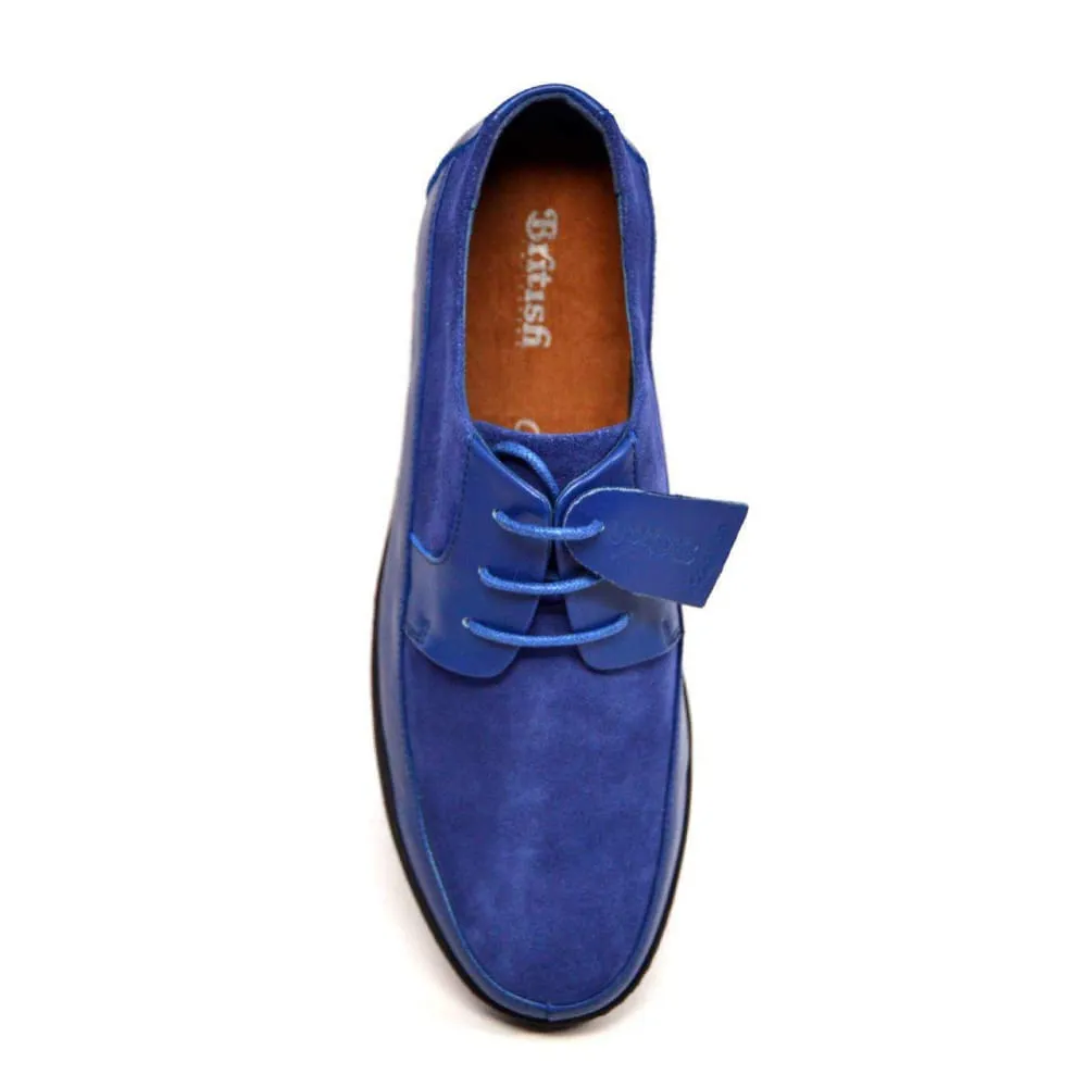 British Walkers Westminster Vintage Bally Style Men's Pendant Blue Leather and Suede Low Top Sneakers