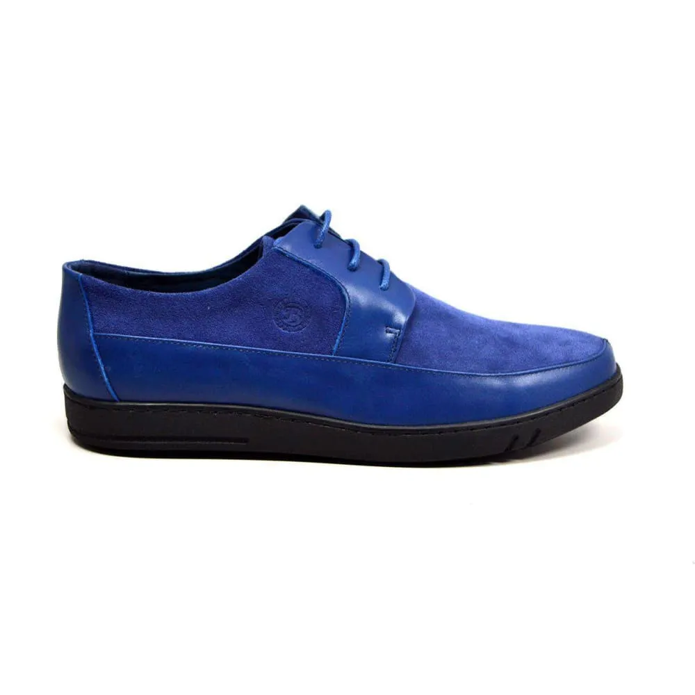 British Walkers Westminster Vintage Bally Style Men's Pendant Blue Leather and Suede Low Top Sneakers