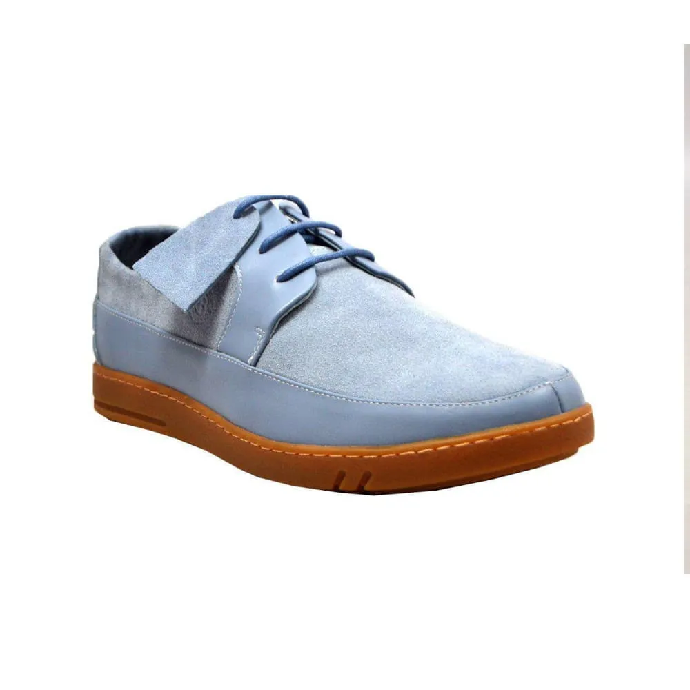 British Walkers Westminster Vintage Bally Style Men's Sky Blue Leather and Suede Low Top Sneakers