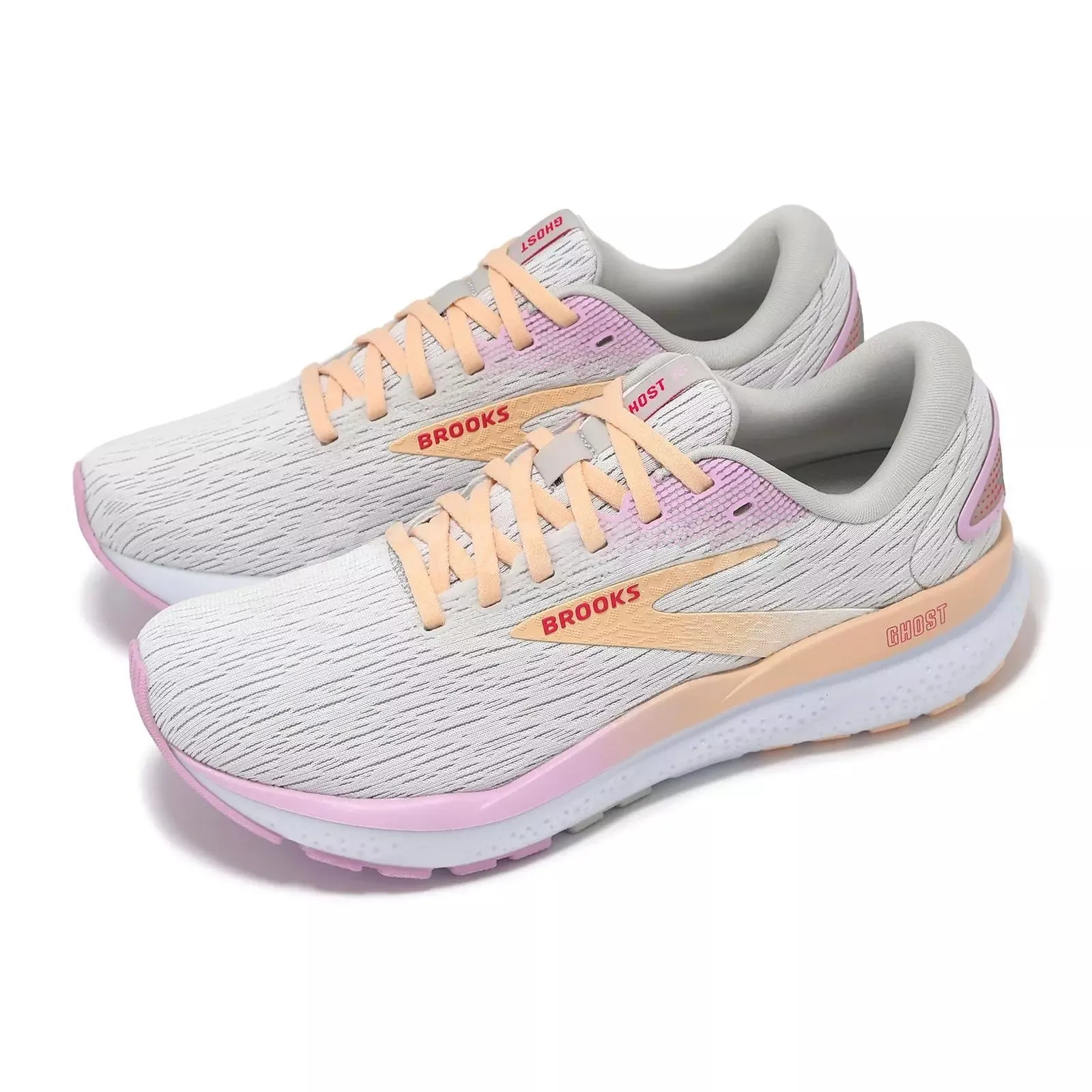 Brooks Women's Ghost 16 Running Shoe - White/Grey/Orchid 1204071B186