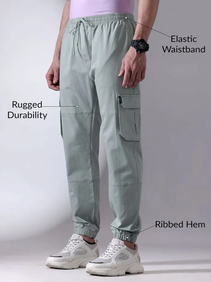 Buy Mist Grey Dual Pocket Cargo Joggers Online in India -Beyoung