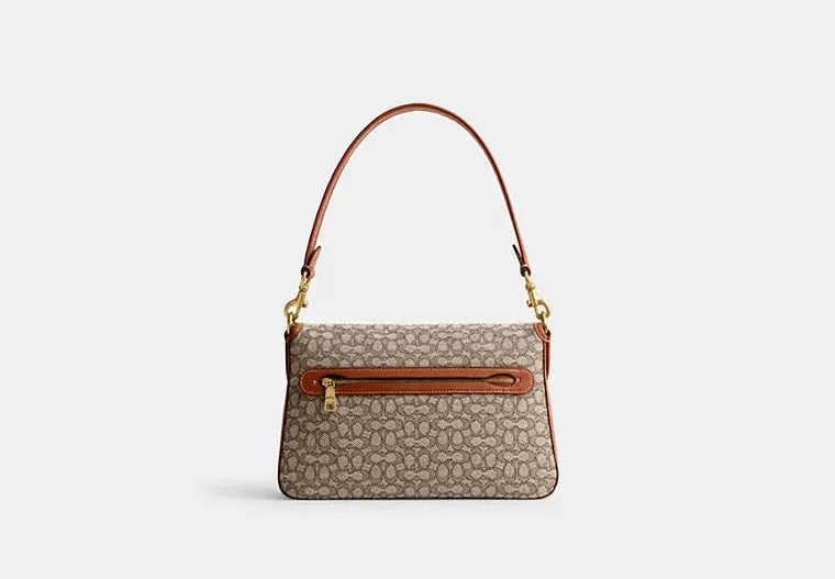 Caoch Soft Tabby Shoulder Bag In Micro Signature Jacquard