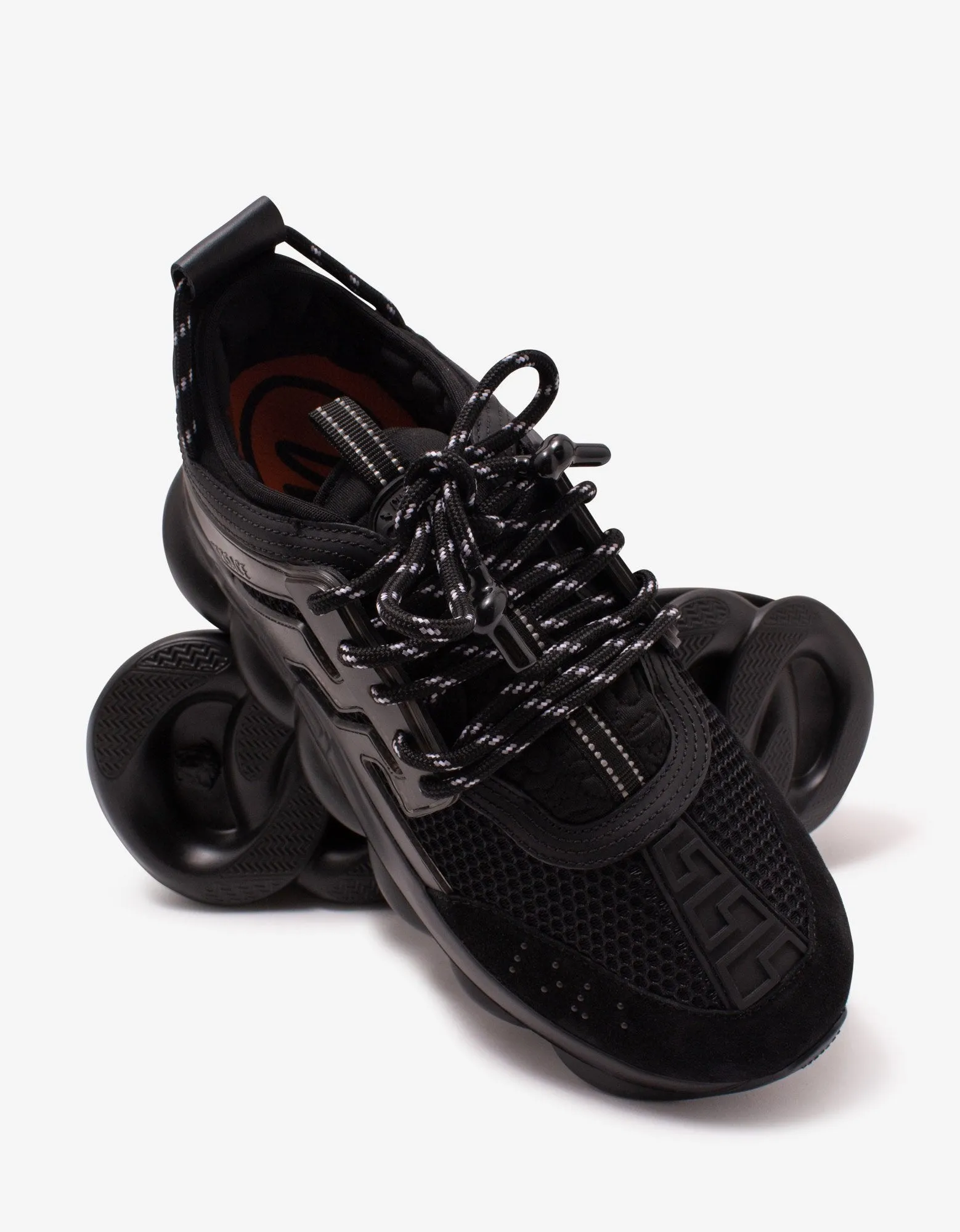 Chain Reaction Black Mesh Panelled Trainers