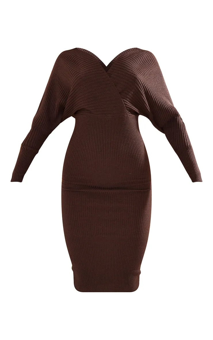 Chocolate Off The Shoulder Jumper Dress