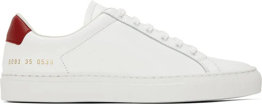 Common Projects White & Red Retro Low Sneakers