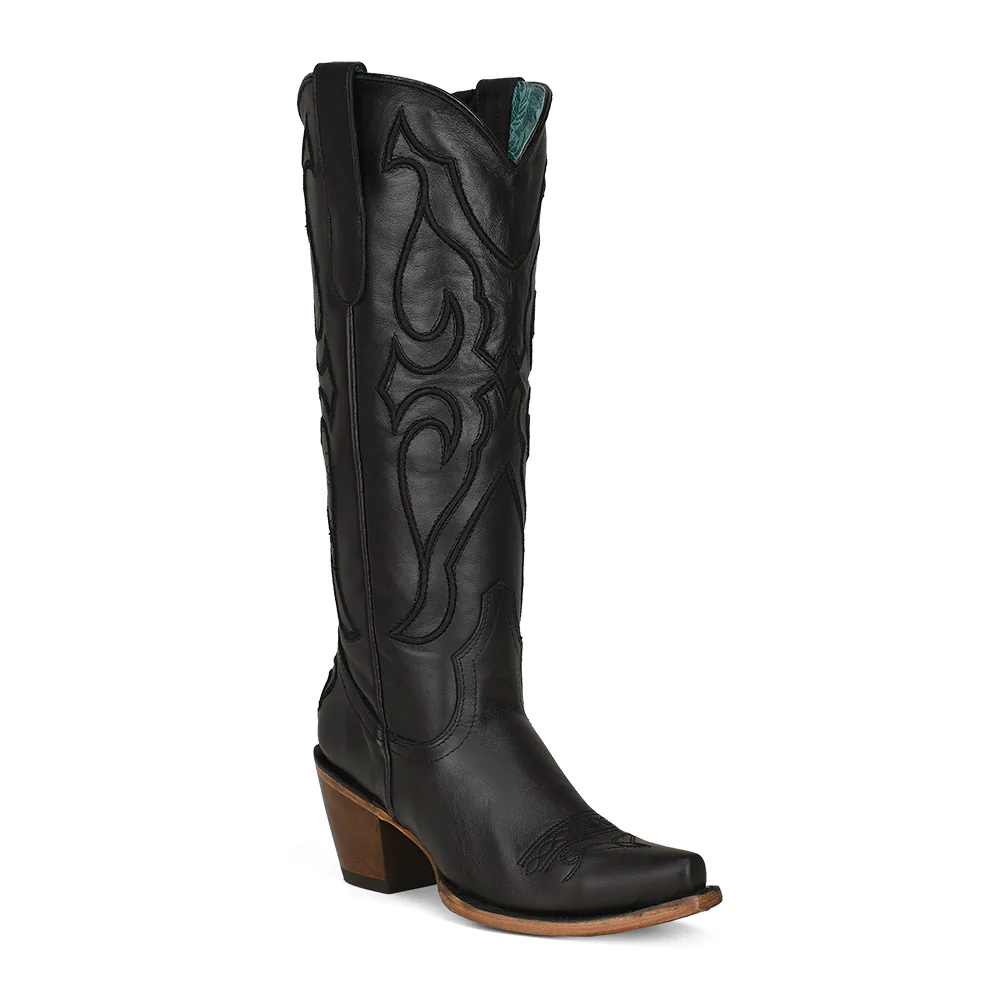 Corral Women’s Full Pure Black Tall Western Boot Snip Toe Z5075