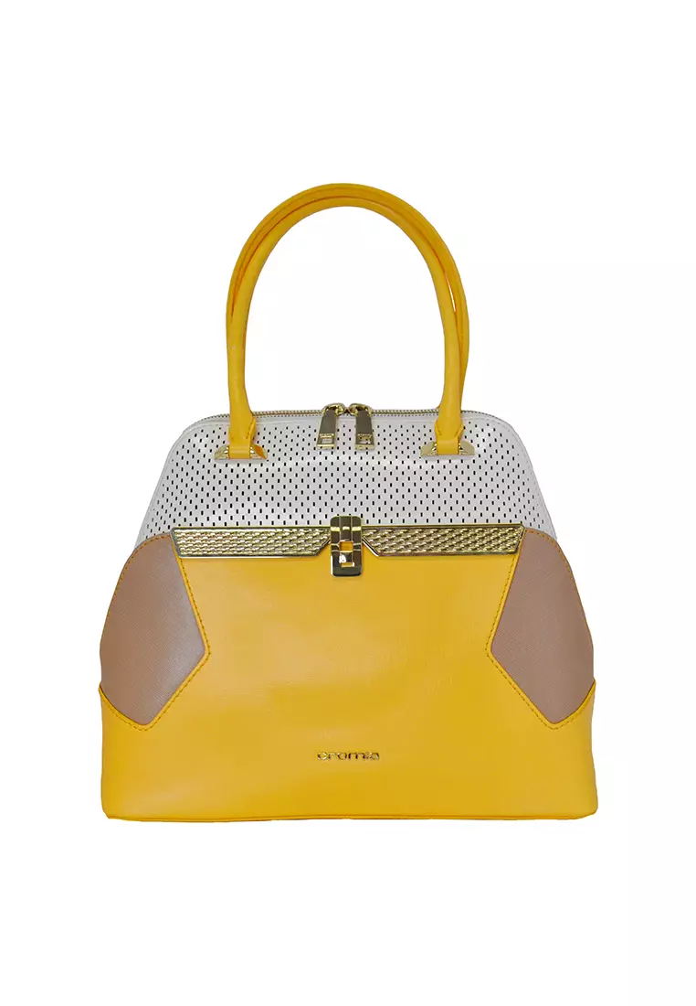 Cromia [Made in Italy] Cromia Handbag (GIALLO/BIANCO/SABBIA)