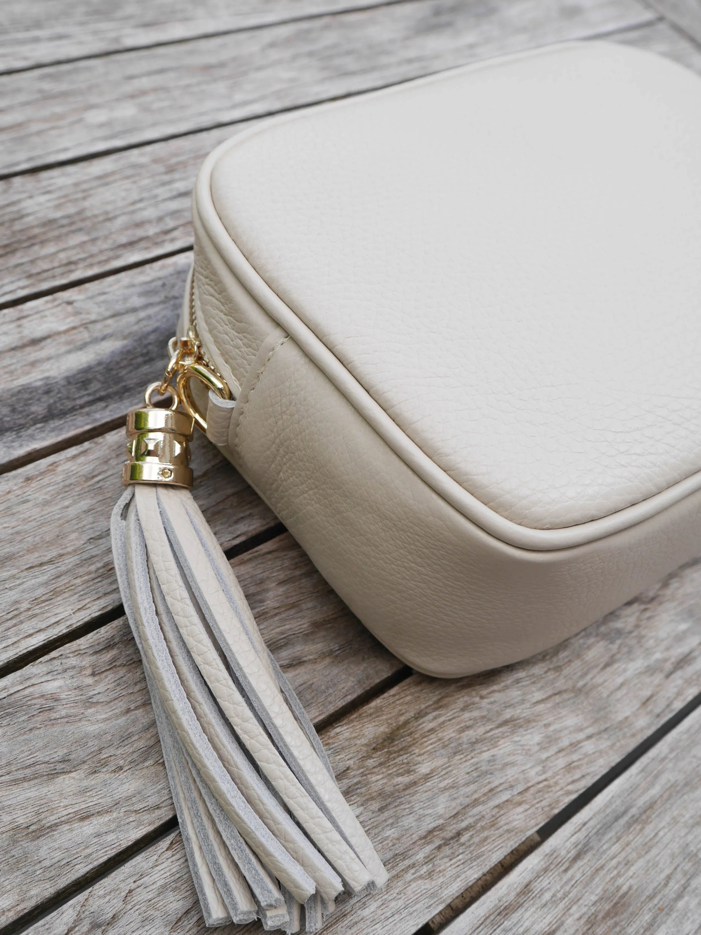 Cross Body Leather Bag Cream