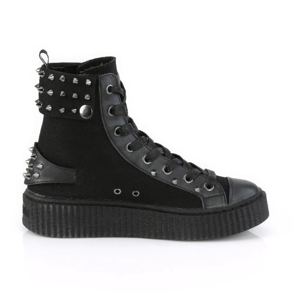 DEMONIA Punk High-Top Creeper Sneakers with Buckle and Studs