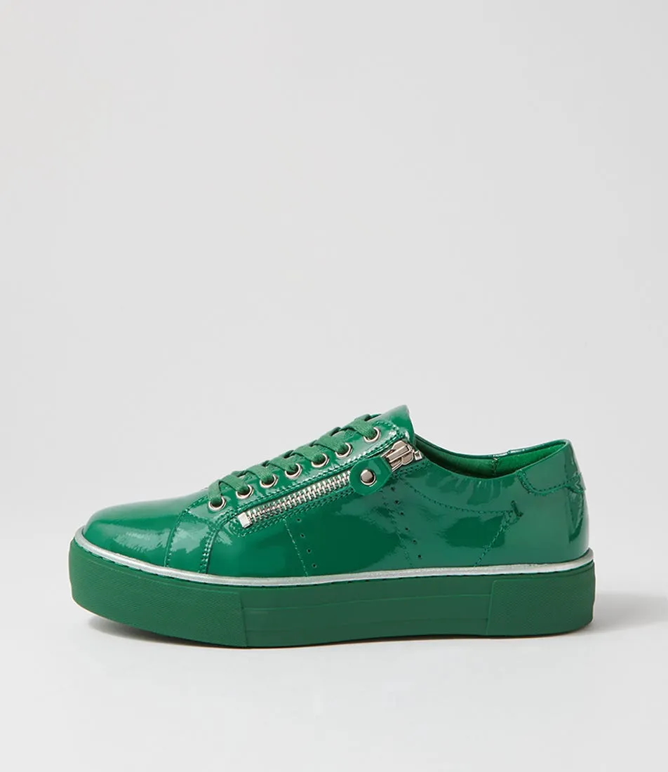 DJANGO & JULIETTE Froggy Dark Emerald Patent Leather Sneakers