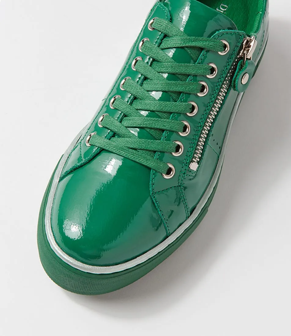 DJANGO & JULIETTE Froggy Dark Emerald Patent Leather Sneakers