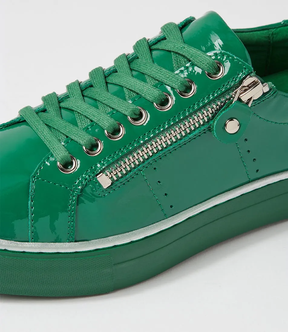 DJANGO & JULIETTE Froggy Dark Emerald Patent Leather Sneakers