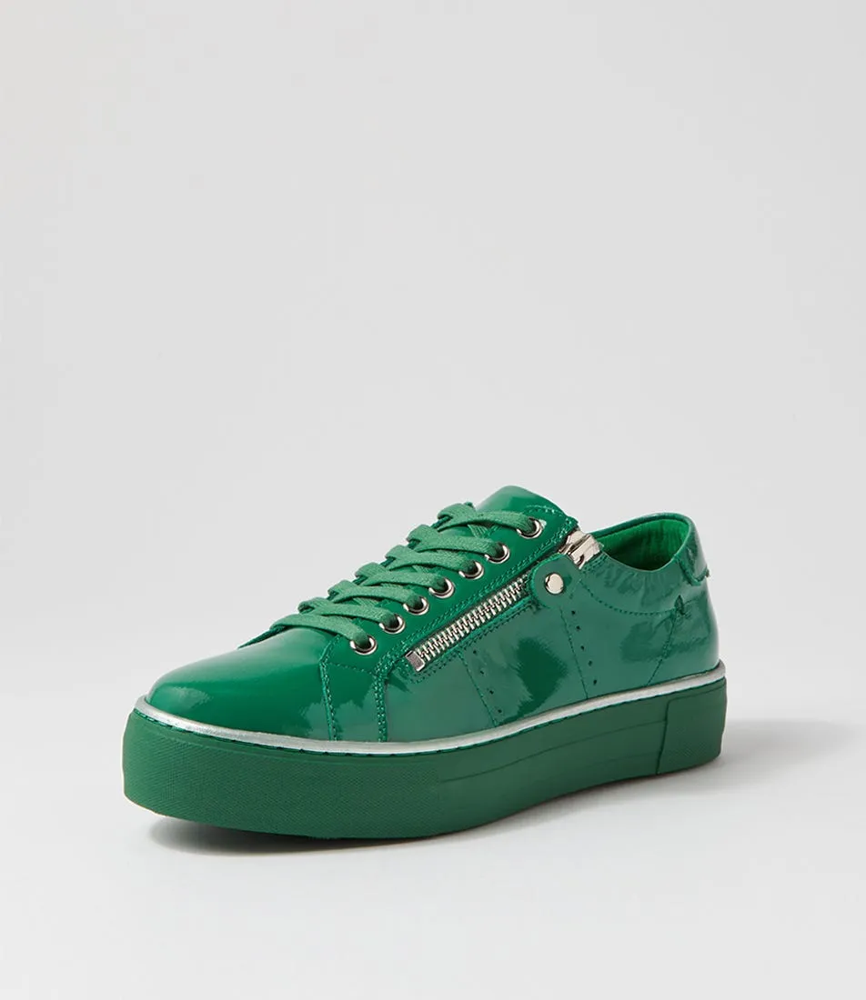 DJANGO & JULIETTE Froggy Dark Emerald Patent Leather Sneakers