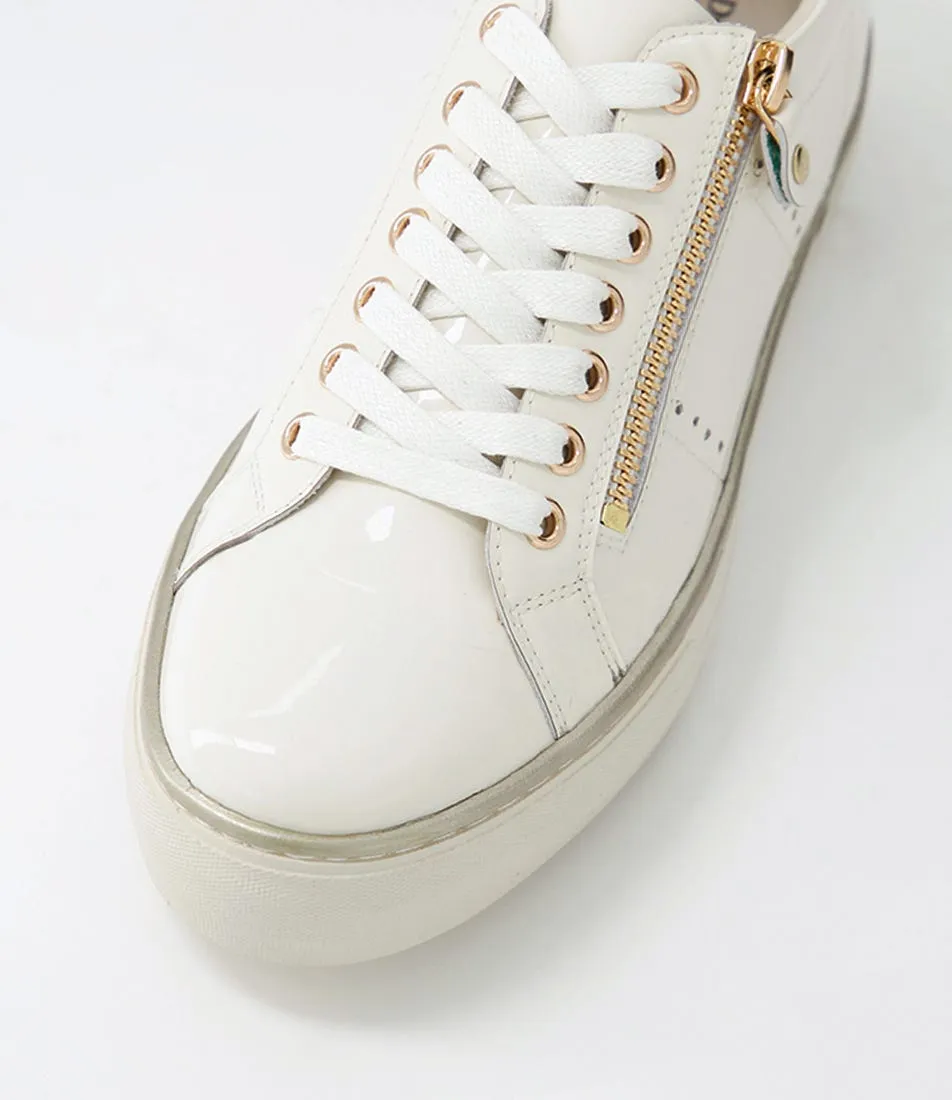 DJANGO & JULIETTE Froggy Ivory Patent Leather Sneakers