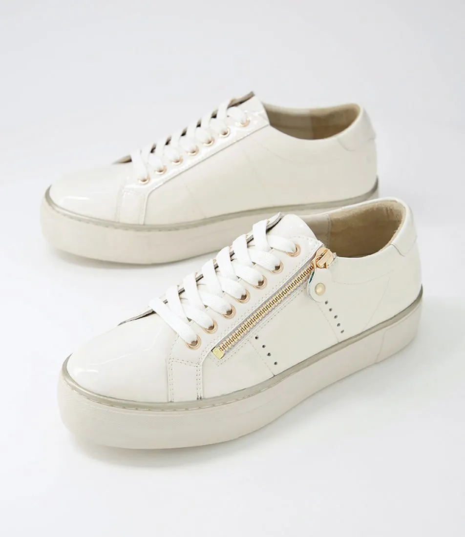 DJANGO & JULIETTE Froggy Ivory Patent Leather Sneakers