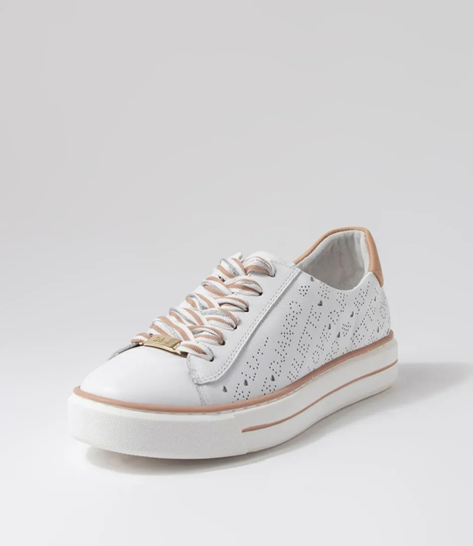 DJANGO & JULIETTE Yoyo White Dark Nude Leather Sneakers