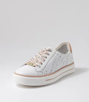 DJANGO & JULIETTE Yoyo White Dark Nude Leather Sneakers