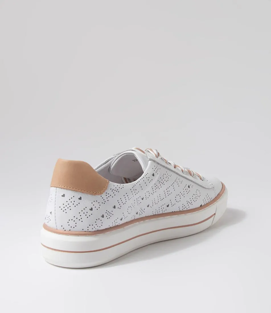 DJANGO & JULIETTE Yoyo White Dark Nude Leather Sneakers