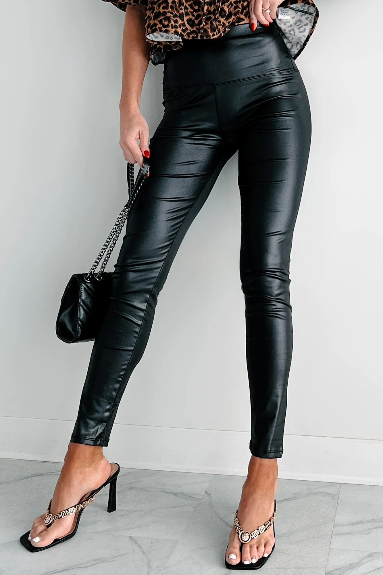 DOORBUSTER Try Harder Faux Leather Leggings (Black)