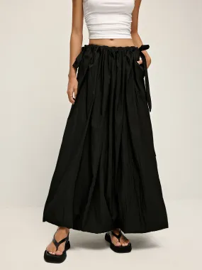 Drawstring Pleated Umbrella-Shaped Skirt